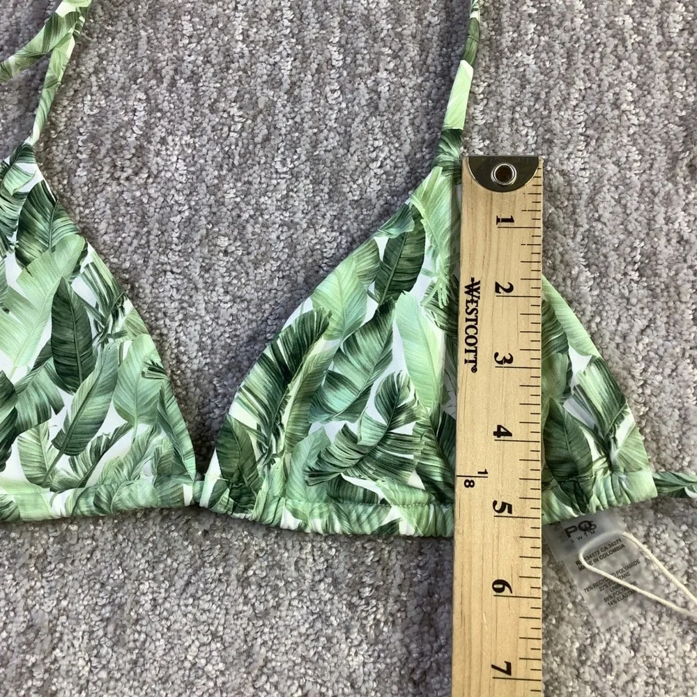 Alice + Olivia x PQ Swim Floral Palm Triangle Bikini Top Green Size XS NWT
